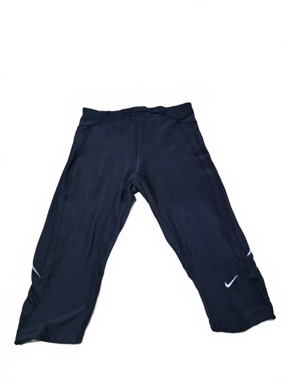 Nike Fit Women’s Running Capri Leggings Size Small Black Reflective Zip Pocket